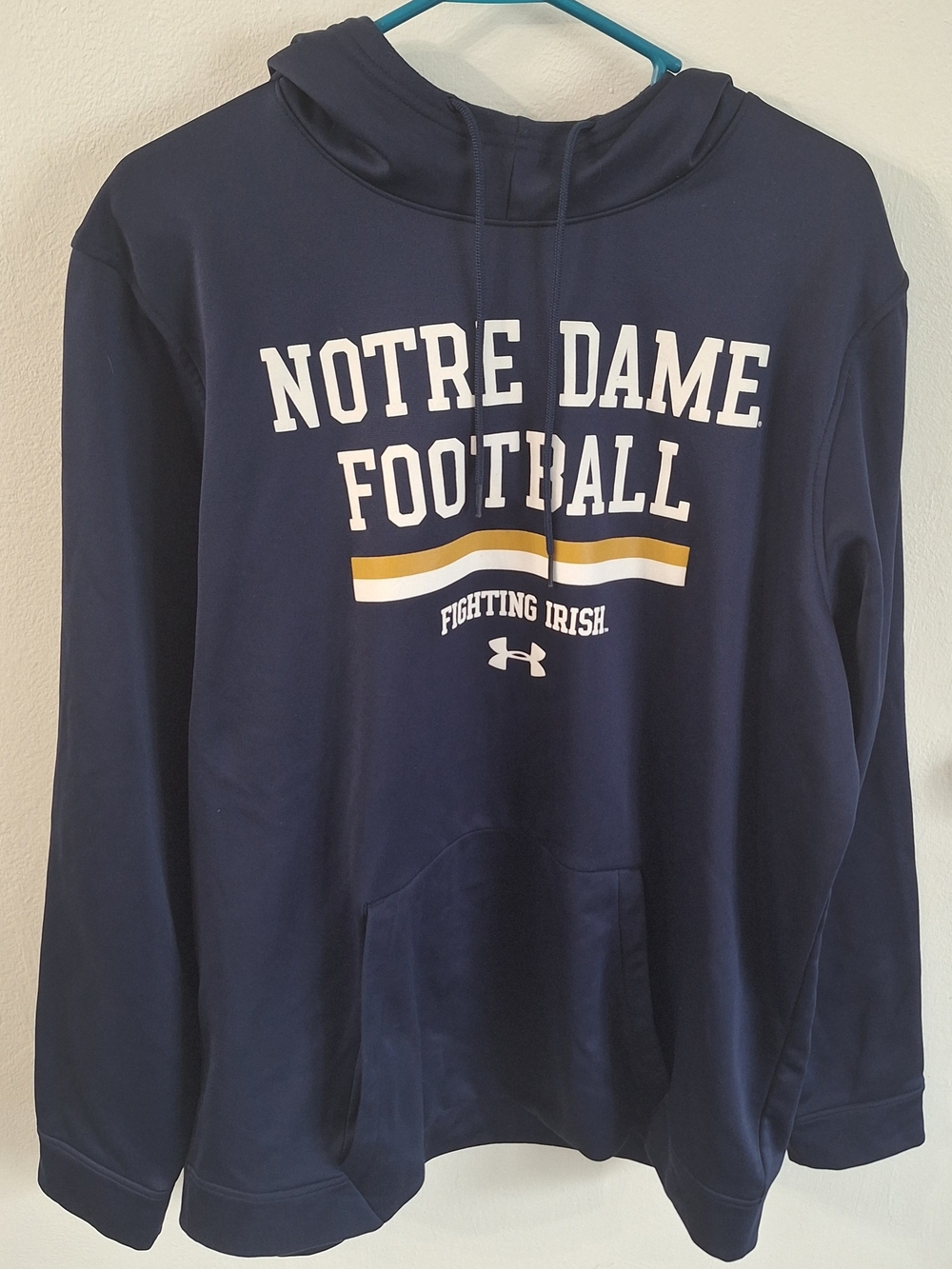 Under Armour Notre Dame Fighting Irish Football Blue Hoodie Sweatshirt XL